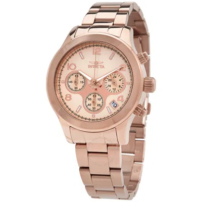 Shop Invicta Angel  Chronograph Rose Dial Rose Gold-tone Ladies Watch 19218 In Gold / Gold Tone / Rose / Rose Gold / Rose Gold Tone