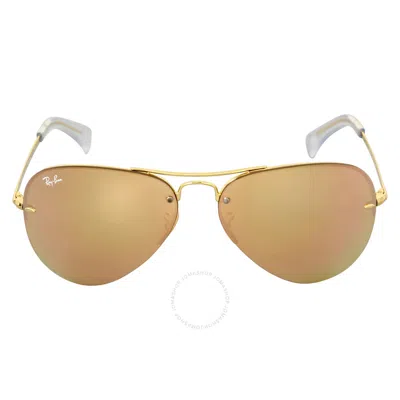 Shop Ray Ban Copper Mirror Aviator Unisex Sunglasses Rb3449 001/2y 59