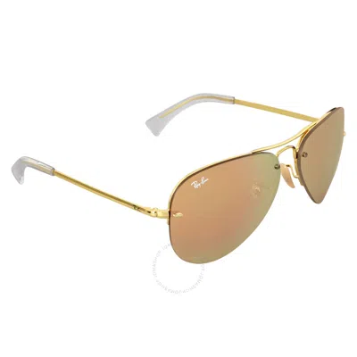 Shop Ray Ban Copper Mirror Aviator Unisex Sunglasses Rb3449 001/2y 59