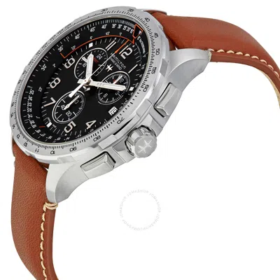 Shop Hamilton X-wind Chronograph Black Dial Men's Watch H77912535 In Black / Brown