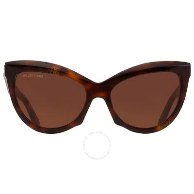 Shop Balenciaga Brown Cat Eye Ladies Sunglasses Bb0217s-002 57
