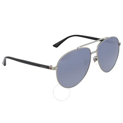 Shop Gucci Blue Pilot Unisex Sunglasses Gg0043sa 001 61 In Blue / Grey