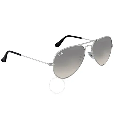 Shop Ray Ban Aviator Gradient Light Grey Unisex Sunglasses Rb3025 003/32 62 In Grey / Silver