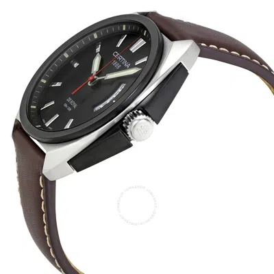 Shop Certina Ds Royal Black Dial Men's Brown Leather Watch C010.410.16.051.00 In Black / Brown