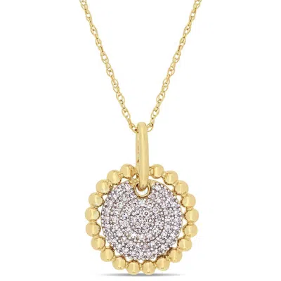 Shop Amour 1/5 Ct Tw Diamond Cluster Pendant With Chain In 10k Yellow Gold In Gold / Yellow