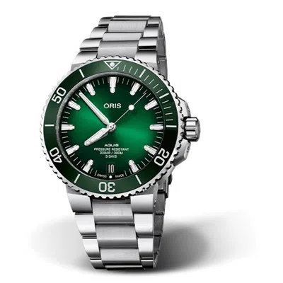 Shop Oris Aquis Date Automatic Green Dial Men's Watch 40077634157-0782409peb