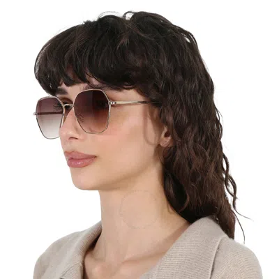 Shop Harley Davidson Brown Gradient Geometric Ladies Sunglasses Hd5057s 32f 59 In Brown / Gold