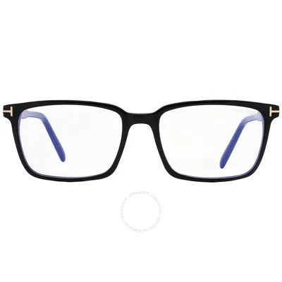 Shop Tom Ford Blue Light Block Rectangular Eyeglasses Ft5802-b 001 55 In Black / Blue