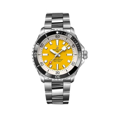 Shop Breitling Superocean Automatic Men's Watch A17375211i1a1 In Black / Silver / Yellow