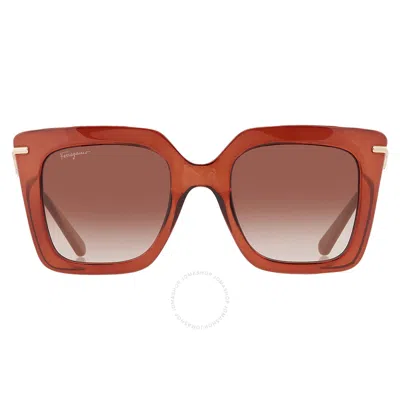 Ferragamo Salvatore  Brown Gradient Butterfly Ladies Sunglasses Sf1041s 232 51 In Brown