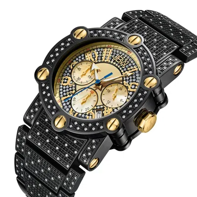 Shop Jbw Phantom Chronograph Quartz Diamond Black Dial Men's Watch Jb-6215-200-c In Black / Gold Tone