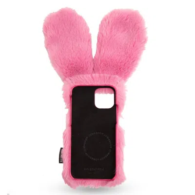 Shop Balenciaga Rose Faux Fur Fluffy Bunny Iphone 12/12 Pro Case