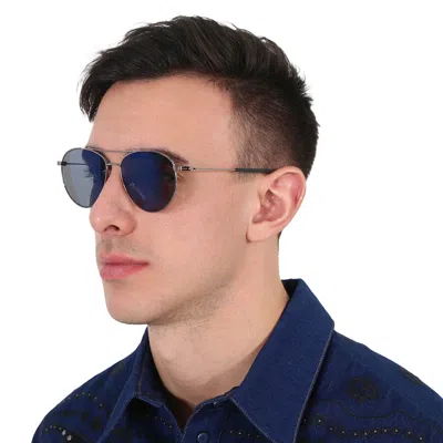 Shop Ermenegildo Zegna Smoke Pilot Men's Sunglasses Ez0137 14x 58 In Blue / Ruthenium