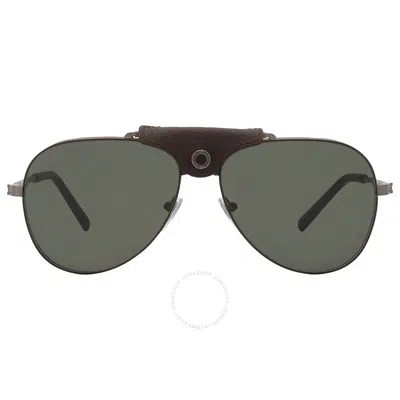 Shop Bvlgari Green Pilot Unisex Sunglasses Bv5061q 195/31 60 In Brown / Green / Gun Metal / Gunmetal