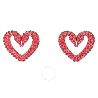 Shop Swarovski Red Gold-tone Plated Heart Una Stud Earrings