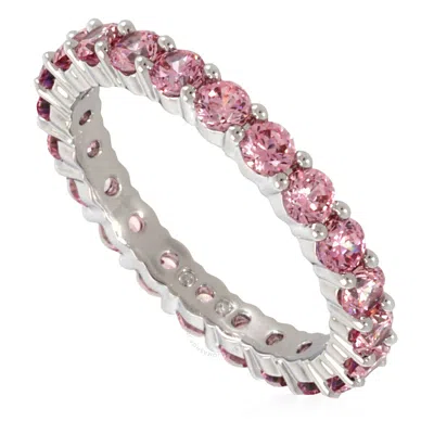 Shop Swarovski Rhodium Plated Pink Round Cut Matrix Ring