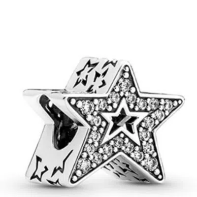 Shop Pandora Sterling Silver Asymmetric Star Charm In Clear