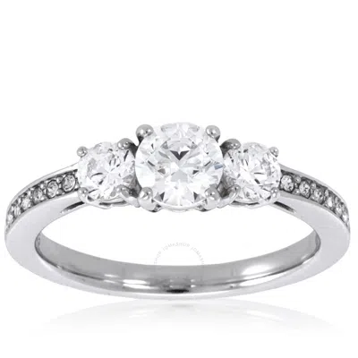 Swarovski Silver-tone Round Cut Attract Trilogy Ring In White
