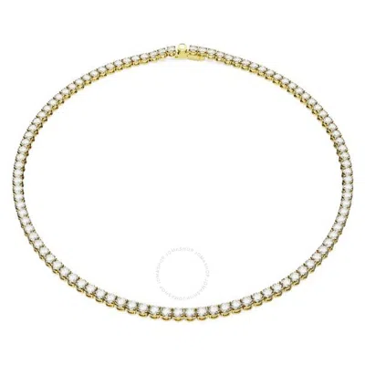 Shop Swarovski Gold-tone Plated Crystal Matrix Tennis Necklace In Gold / Gold Tone