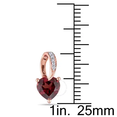 Shop Amour Heart Shaped Garnet Earrings With Diamonds In 10k Rose Gold In Pink