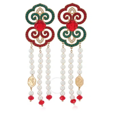 Swarovski Multicolored Gratia Long Drop Earrings In Multicolored