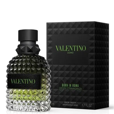 Shop Valentino Men's Born In Roma Green Stravaganza Edt Spray 1.7 oz Fragrances 3614274024784 In Amber / Green