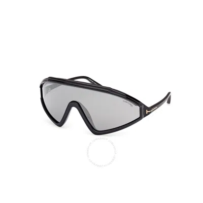 Shop Tom Ford Lorna Smoke Mirror Shield Men's Sunglasses Ft1121 01c 00 In Black