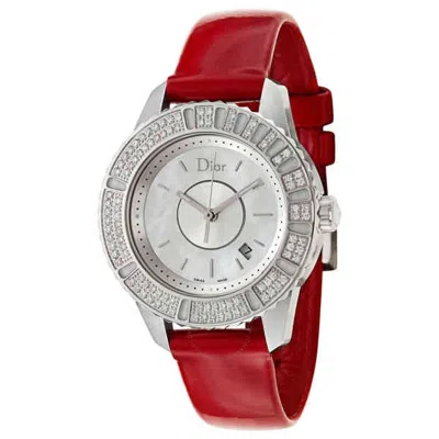 Shop Dior Christal Mother Of Pearl Dial Ladies Watch Cd11311ca001 In Red   / Mop / Mother Of Pearl