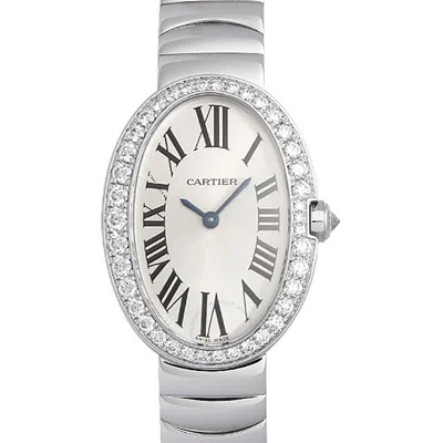 Shop Cartier Baignoire Diamond Silver Dial Ladies Watch Wb520025 In Gold / Silver / White