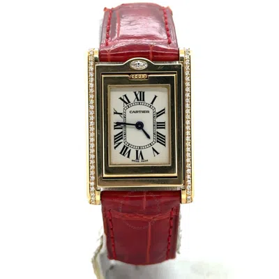 Shop Cartier Basculante Quartz Diamond Ladies Watch 2480 In Red   / Gold / Gold Tone / Yellow