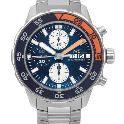 Shop Iwc Schaffhausen  Iwc Aquatimer Chronograph Blue Dial Men's Watch Iw376703 In Aqua / Blue / Orange