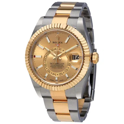 Shop Rolex Sky-dweller Gmt Automatic Chronometer Champagne Dial Men's Watch 326933 Cso In Two Tone  / Champagne / Gold / Gold Tone / Yellow