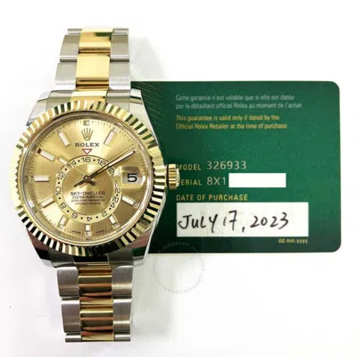 Shop Rolex Sky-dweller Gmt Automatic Chronometer Champagne Dial Men's Watch 326933 Cso In Two Tone  / Champagne / Gold / Gold Tone / Yellow