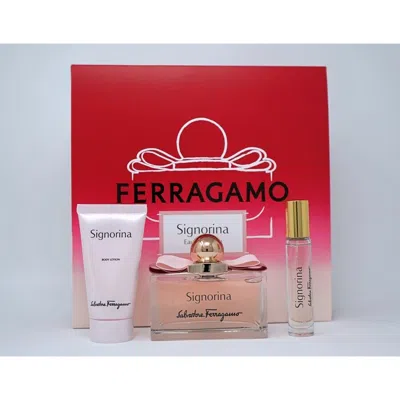 Shop Ferragamo Salvatore  Ladies Signorina Gift Set Fragrances 8034097958700 In Green / Pink