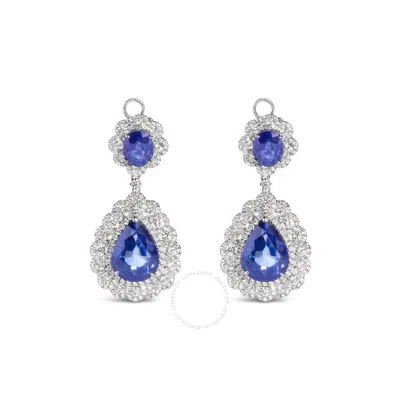 Shop Haus Of Brilliance 18k White Gold 25.0 Cttw Blue Sapphire And Diamond 4 5/8 Cttw Diamond Halo Dangle