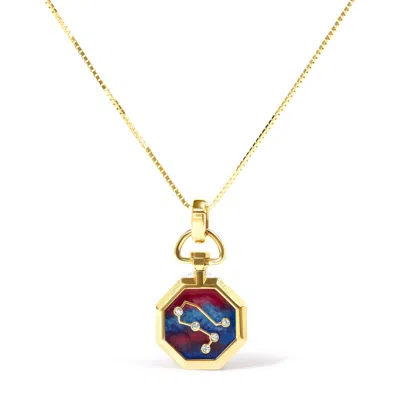 Shop Haus Of Brilliance 18k Yellow Gold Diamond Gemini Constellation With Red And Blue Enamel 18" Inch Ne