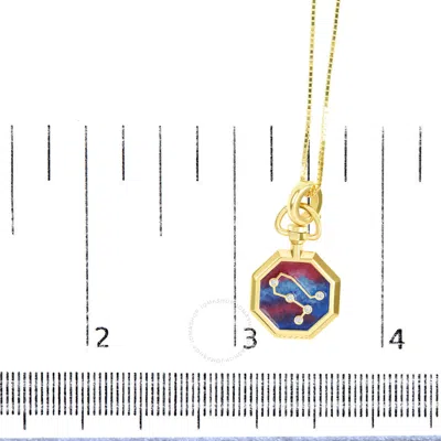 Haus Of Brilliance 18k Yellow Gold Diamond Gemini Constellation With Red And Blue Enamel 18" Inch Ne In Yellow