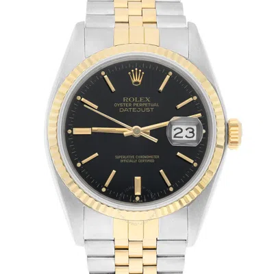 Shop Rolex Datejust Automatic Black Dial Unisex Watch 16013 Bksj In Two Tone  / Black / Gold / Gold Tone / Yellow