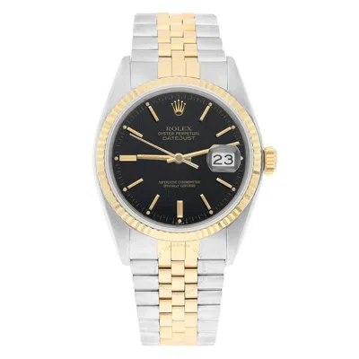 Shop Rolex Datejust Automatic Black Dial Unisex Watch 16013 Bksj In Two Tone  / Black / Gold / Gold Tone / Yellow