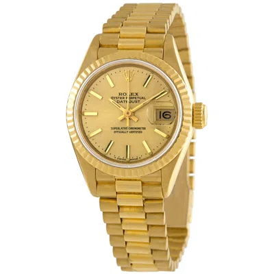 Shop Rolex Datejust Champagne Dial President Bracelet Ladies Watch 69178csp In Champagne / Gold / Gold Tone / Yellow