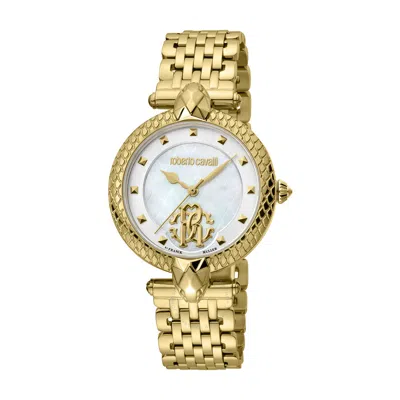 Shop Roberto Cavalli Fashion Watch Quartz Ladies Watch Rv1l130m0051 In Gold Tone / Mop / Mother Of Pearl / Yellow