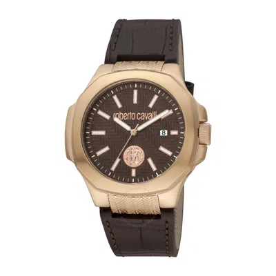Shop Roberto Cavalli Fashion Watch Quartz Brown Dial Men's Watch Rc5g050l0035 In Brown / Gold Tone / Rose / Rose Gold Tone