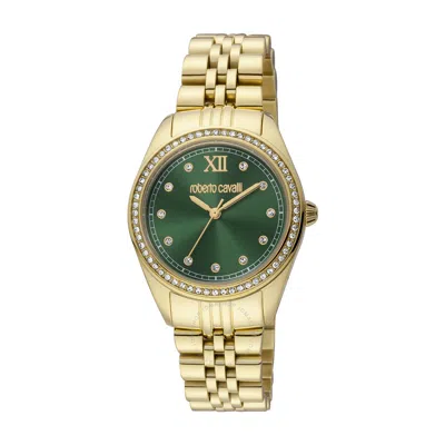 Shop Roberto Cavalli Fashion Watch Quartz Green Dial Ladies Watch Rc5l036m0065 In Gold Tone / Green / Yellow
