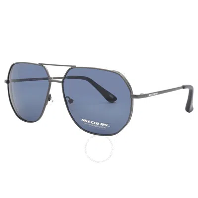 Shop Skechers Blue Pilot Men's Sunglasses Se6150 07v 61 In Blue / Dark