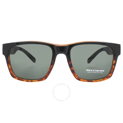 Shop Skechers Green Square Men's Sunglasses Se6247 05n 54 In Black / Green