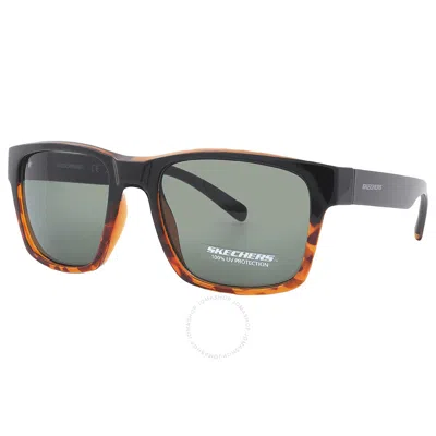 Shop Skechers Green Square Men's Sunglasses Se6247 05n 54 In Black / Green