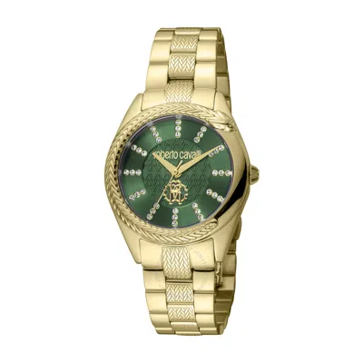 Shop Roberto Cavalli Fashion Watch Quartz Green Dial Ladies Watch Rc5l038m0065 In Gold Tone / Green / Yellow