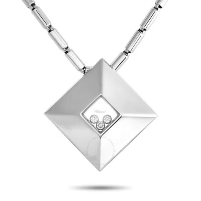 Shop Chopard Happy Diamonds 18k White Gold Diamond Tube Bar Necklace Ch16 030824 In Multi-color