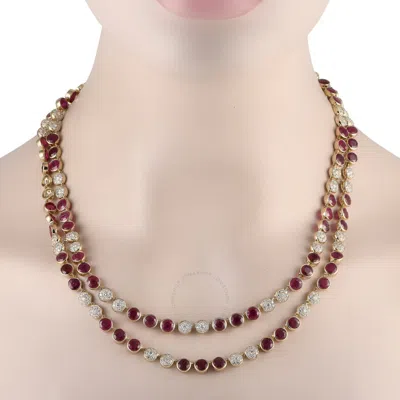 Shop Lb Exclusive 18k Yellow Gold 6.50ct Diamond And Ruby Necklace Mf23 031524 In Multi-color