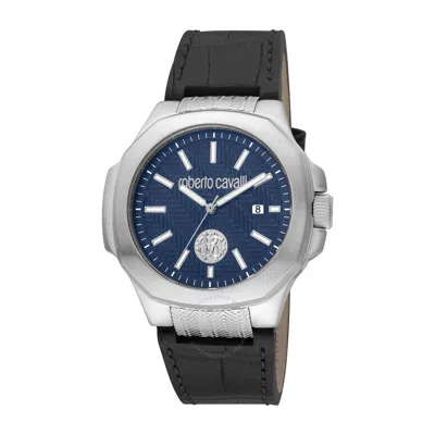 Shop Roberto Cavalli Fashion Watch Quartz Blue Dial Men's Watch Rc5g050l0015 In Black / Blue